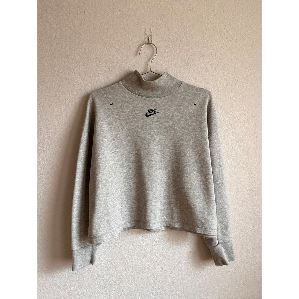 Nike Sportswear Women's Tech Fleece Turtleneck Sweatshirt Heather Gray Sz SMALL